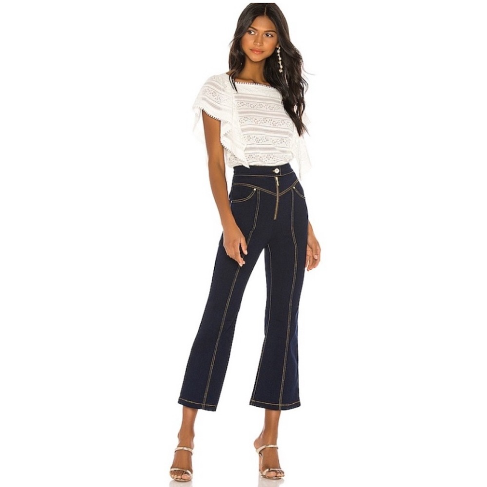 Sabina Musayev | High Rise Zip Front Crop Capri Jeans